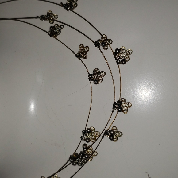 Vintage Gold wire with gold clover necklace 💥 - Picture 2 of 2